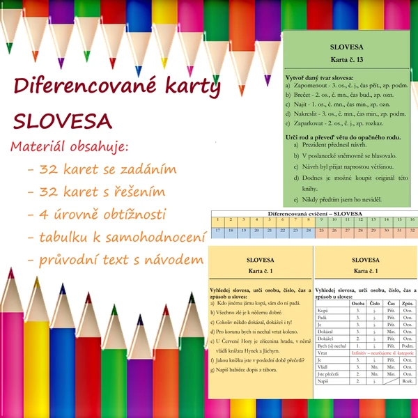 Diferencované karty - slovesa