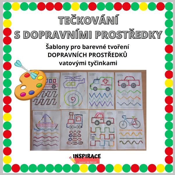 Puntíkaté - tečkované obrázky DOPRAVNÍ PROSTŘEDKY 🚗🚊🛩️