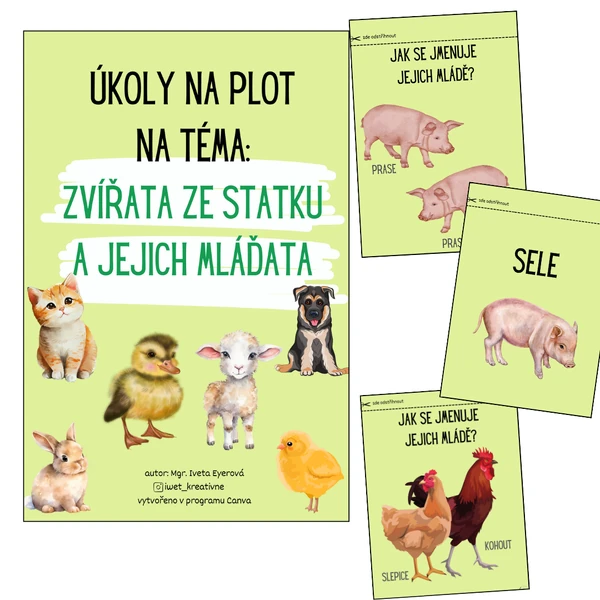 Zvířata ze statku a jejich mláďata (úkoly na plot)