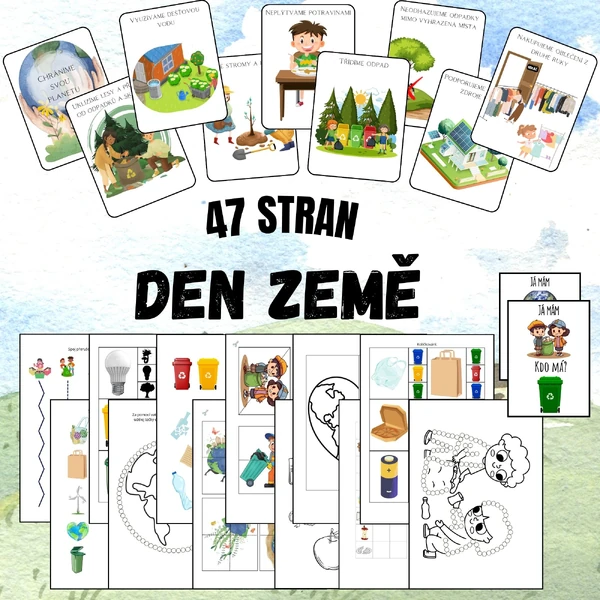 DEN ZEMĚ - Demonstrační obrázky, pracovní listy, Já mám, kdo má, tečkování, grafomotorika a další...