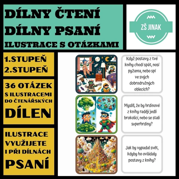 DÍLNY ČTENÍ, DÍLNY PSANÍ - otázky s ilustracemi