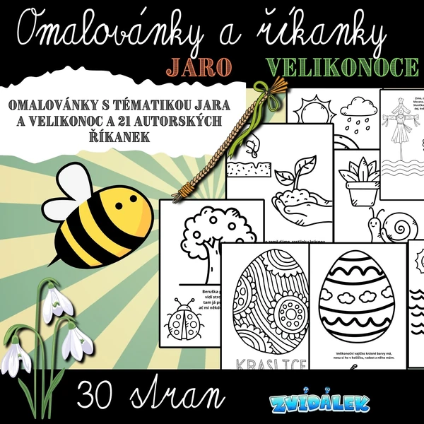 Omalovánky a říkanky téma Jaro a Velikonoce