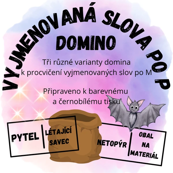 Vyjmenovaná slova po P - domino
