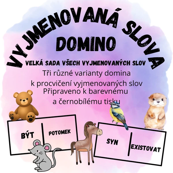 Vyjmenovaná slova - domino - velká sada