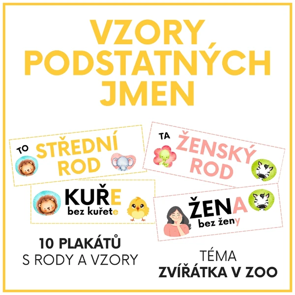 Vzory podstatných jmen (téma zvířátka v ZOO)