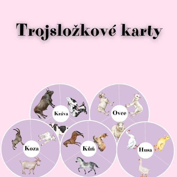 Třísložkové karty - Zvířecí rodiny