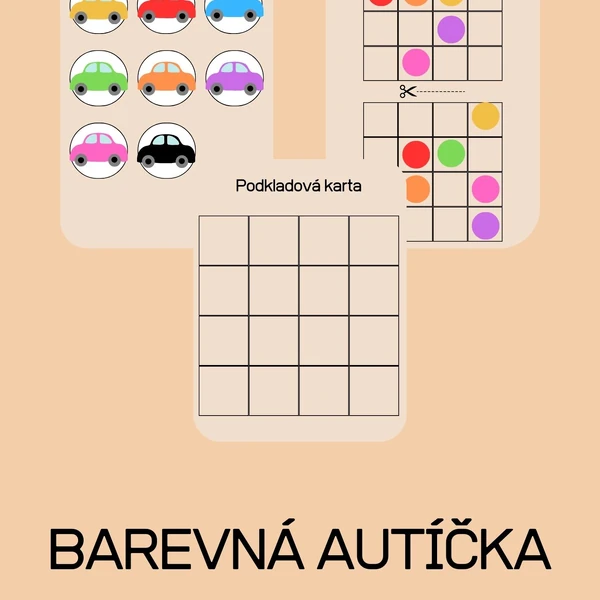 Barevné skládání - autíčka