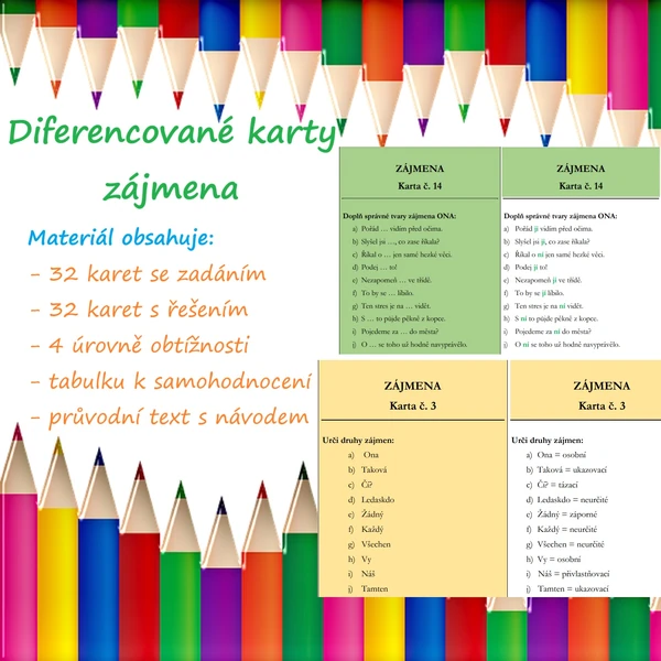 Diferencované karty - zájmena