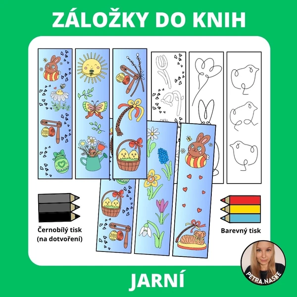 Jarní záložky (omalovánky a jednotažky)