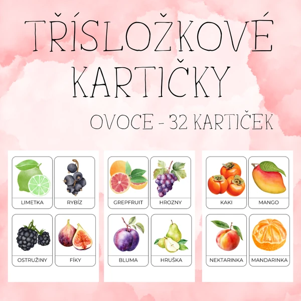 Třísložkové karty - OVOCE