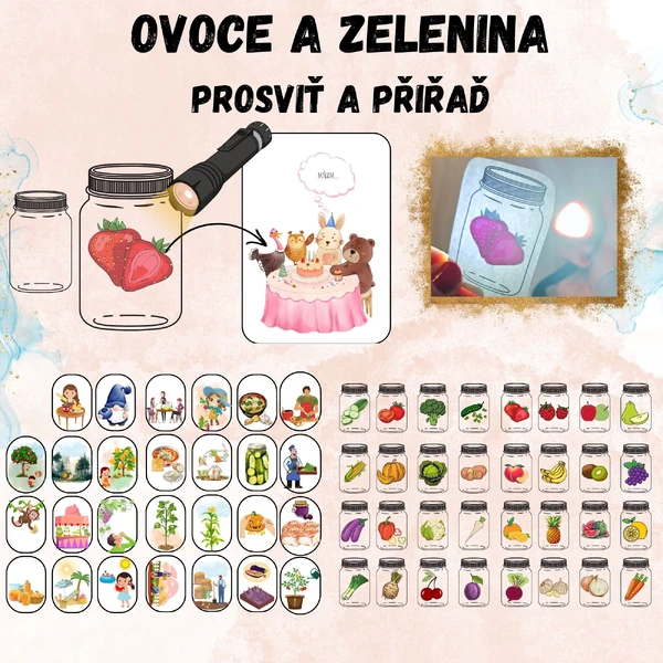 Prosviť a přiřaď - OVOCE A ZELENINA