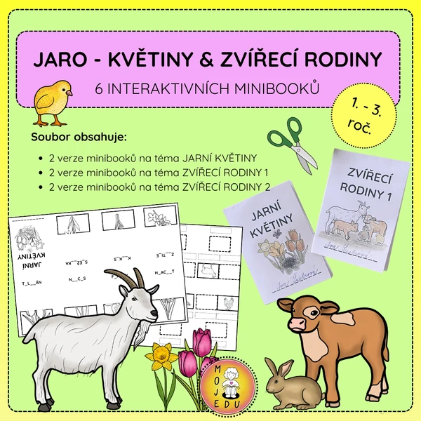 Jaro - květiny a zvířecí rodiny - Minibook