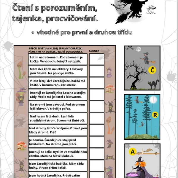 BĚHAČKA - ČTENÍ S POROZUMĚNÍM - ČARODĚJNICE 