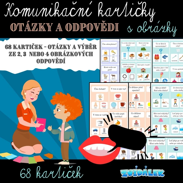 Komunikační kartičky - otázky, obrázkové odpovědi