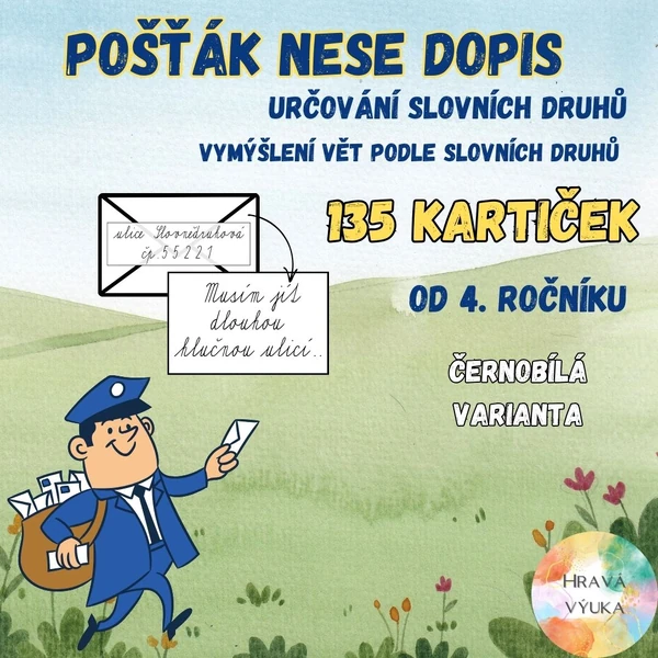 Pošťák nese dopis - určujeme slovní druhy