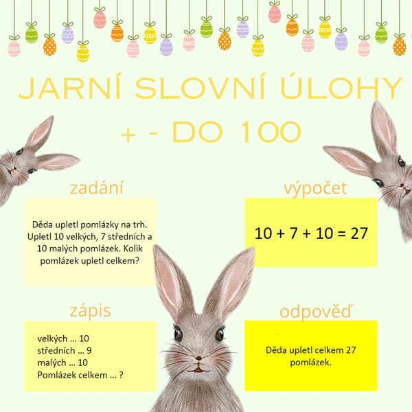 Jarní slovní úlohy + - do 100