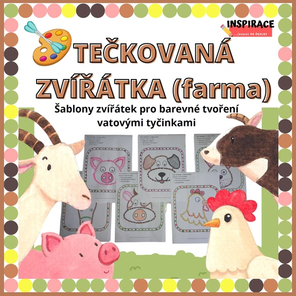 Puntíkaté - tečkované obrázky ZVÍŘÁTKA (farma) 😺🐰🐶