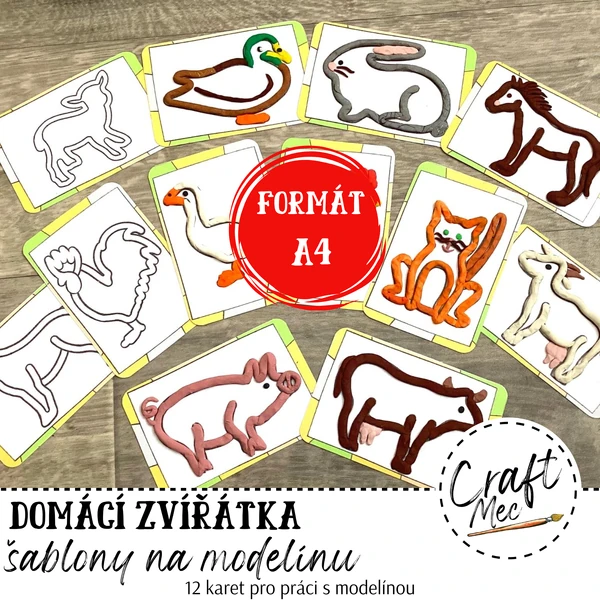 DOMÁCÍ ZVÍŘÁTKA - šablony na modelínu