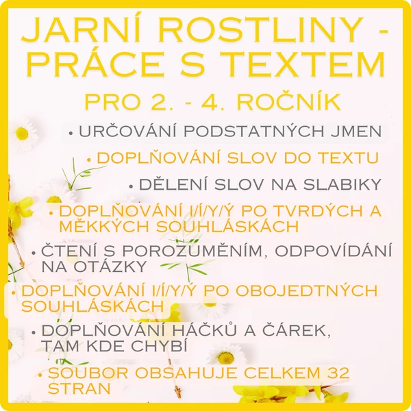 Jarní rostliny - práce s textem