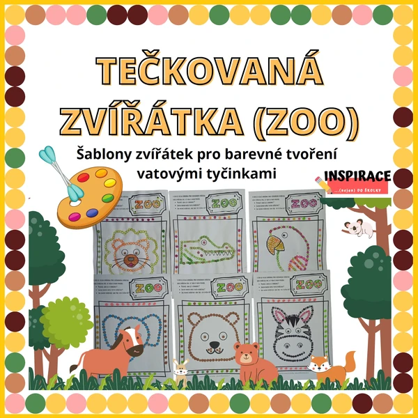 Puntíkaté - tečkované obrázky ZVÍŘÁTKA (ZOO) 🐻🦁🐵