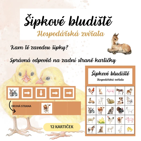 Hospodářská zvířata - šipkové bludiště