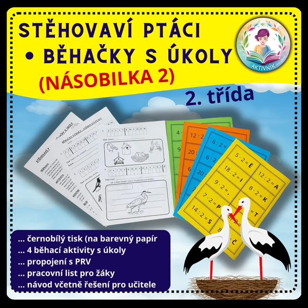 NÁSOBILKA 2 - běhačky s úkoly - STĚHOVAVÍ PTÁCI 