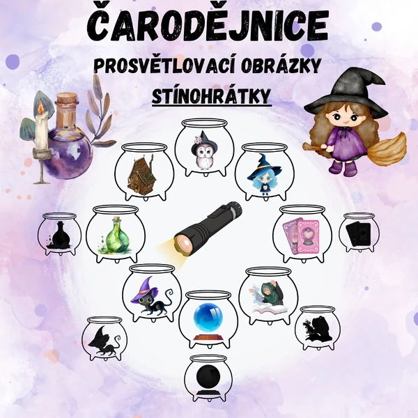 ČARODĚJNICE - Prosvětlovací obrázky + stínohrátky