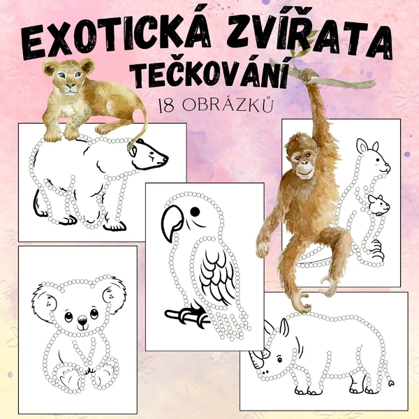 EXOTICKÁ ZVÍŘATA, ZOO - Tečkování vatovými tyčinkami