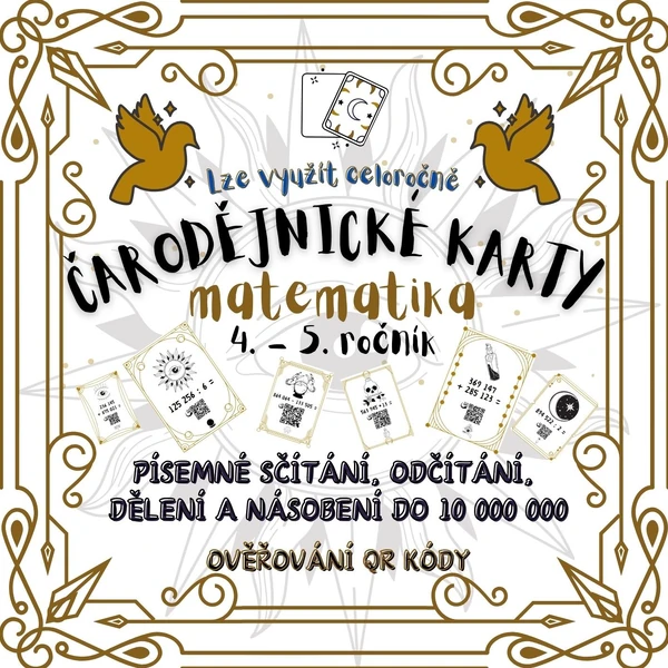 ČARODĚJNICKÉ KARTY s QR kódy - lze hrát po celý rok - matematika 4. a 5. ročník