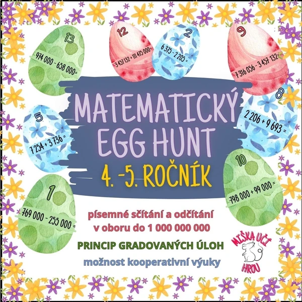 EGG HUNT - Velikonoce - matematika - celohodinová hra po 4./5. ročník - princip gradovaných úloh