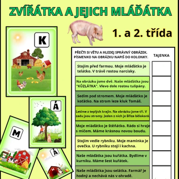 ČTENÍ S POROZUMĚNÍM - ZVÍŘATA A JEJICH MLÁĎATA