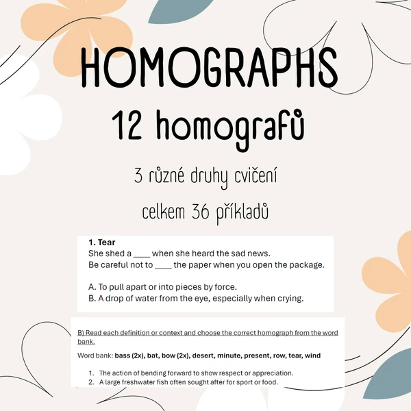 Homographs - slova, která se stejně píšou, ale jinak čtou
