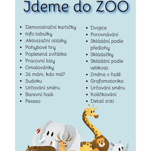 Jdeme do ZOO- velká sada aktivit
