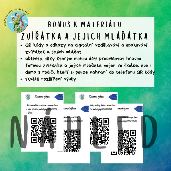 BONUS k materiálu ZVÍŘÁTKA A JEJICH MLÁĎÁTKA - DIGITÁLNÍ AKTIVITY