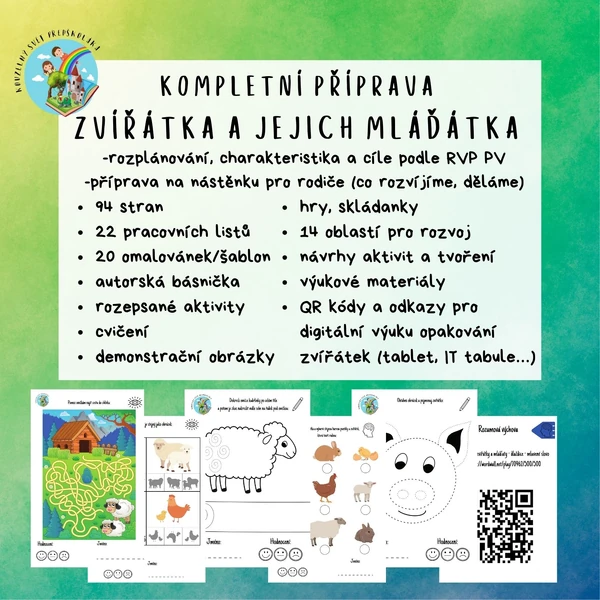 Zvířátka a jejich mláďátka (hospodářská zvířata) - kompletní dvoutýdenní příprava pro MŠ 