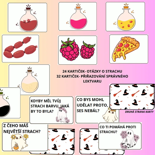 Přiřazování lektvaru, kartičky o strachu