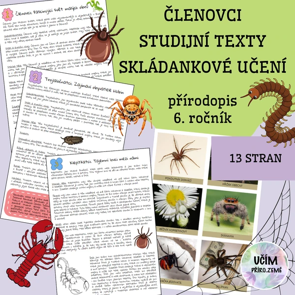 Členovci - studijní texty, skládankové učení