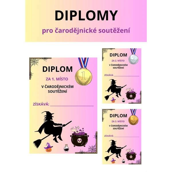 DIPLOMY za čarodějnické soutěžení - pálení čarodějnic