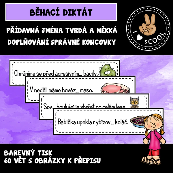 Přídavná jména - běhací diktát