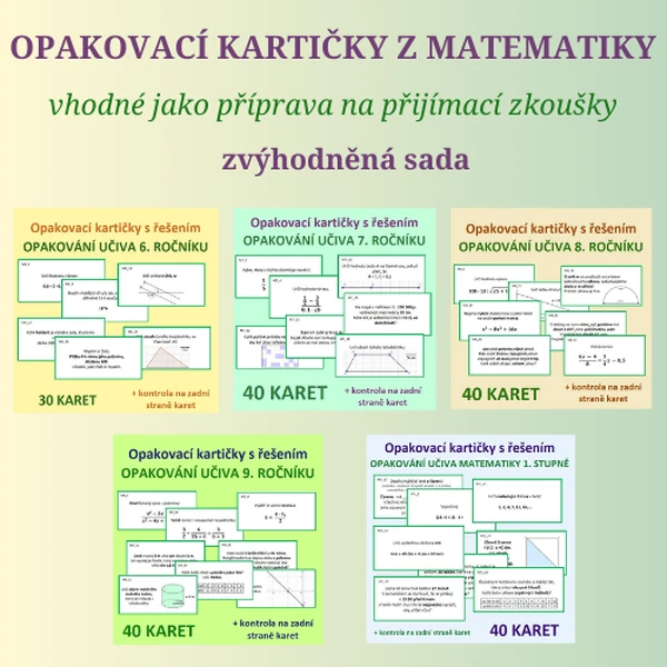 Opakovací kartičky z matematiky - zvýhodněná sada
