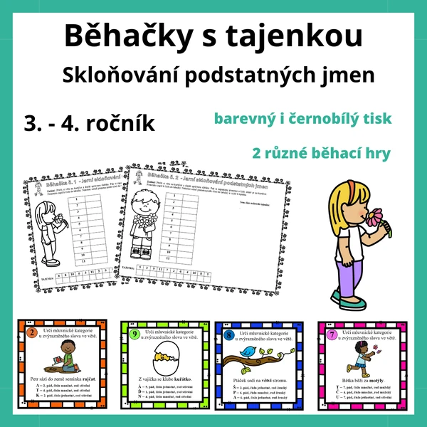 Běhačky s tajenkou: Skloňování podstatných jmen