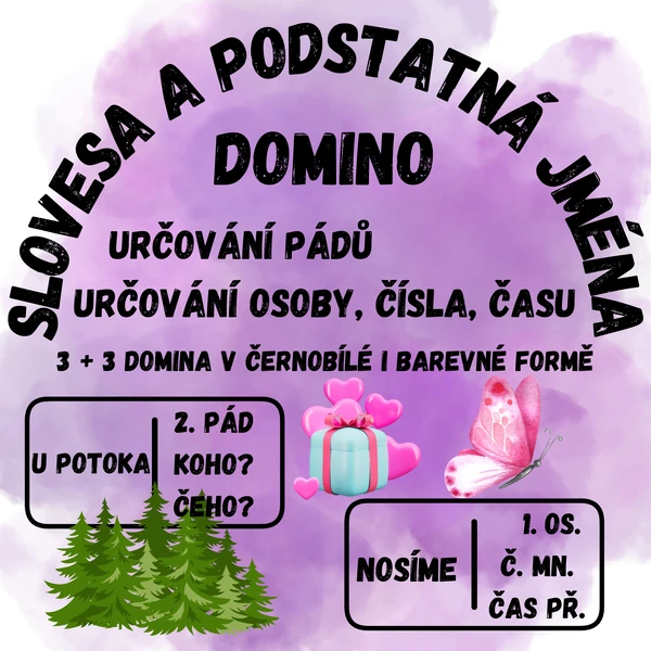 Slovesa a podstatná jména - domino