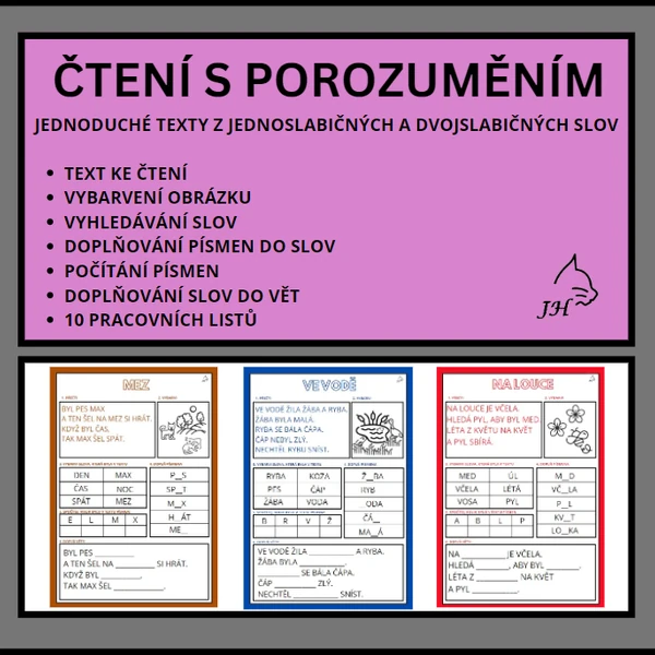 Čtení s porozuměním z jednoslabičných a dvojslabičných slov