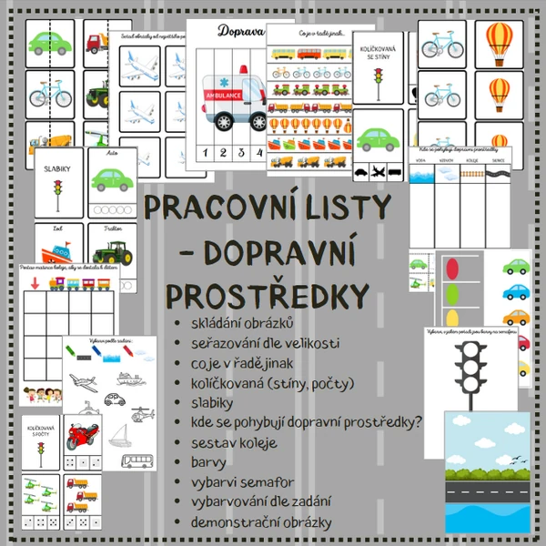 DOPRAVNÍ PROSTŘEDKY - pracovní listy