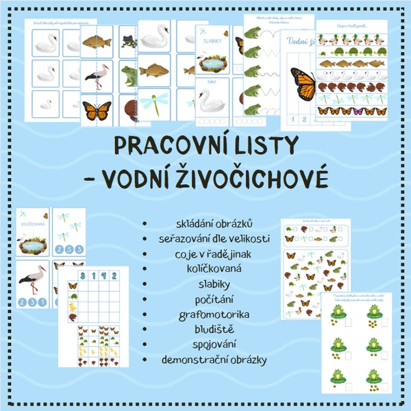 VODNÍ ŽIVOČICHOVÉ - pracovní listy