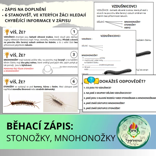 Běhací zápis: Mnohonožky, stonožky