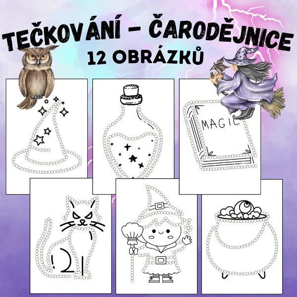 Čarodějnice - tečkování vatovými tyčinkami