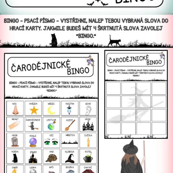 BINGO - ČARODĚJNICE 1. a 2. třída