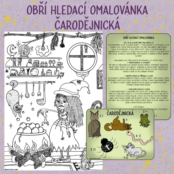 Obří hledací omalovánka - Čarodějnická