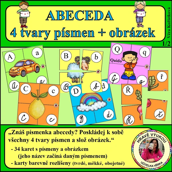 ABECEDA – 4 TVARY PÍSMEN + OBRÁZEK
